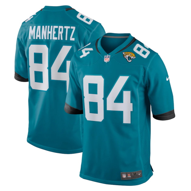 mens nike chris manhertz teal jacksonville jaguars game jersey